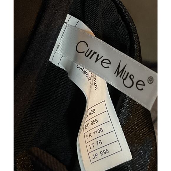 Curve Muse Womens Push Up Underwire Halter Front Close Bra Black 42B Racerback - Picture 5 of 8